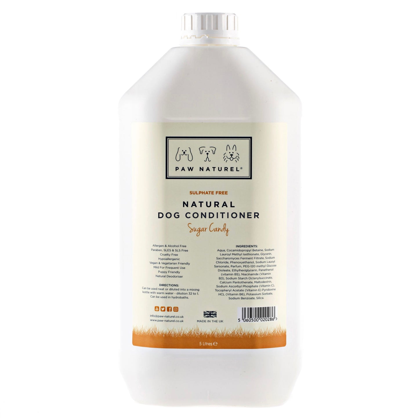 Paw Naturel Sugar Candy Dog Conditioner – Professional Coat Conditioner 5 Litre