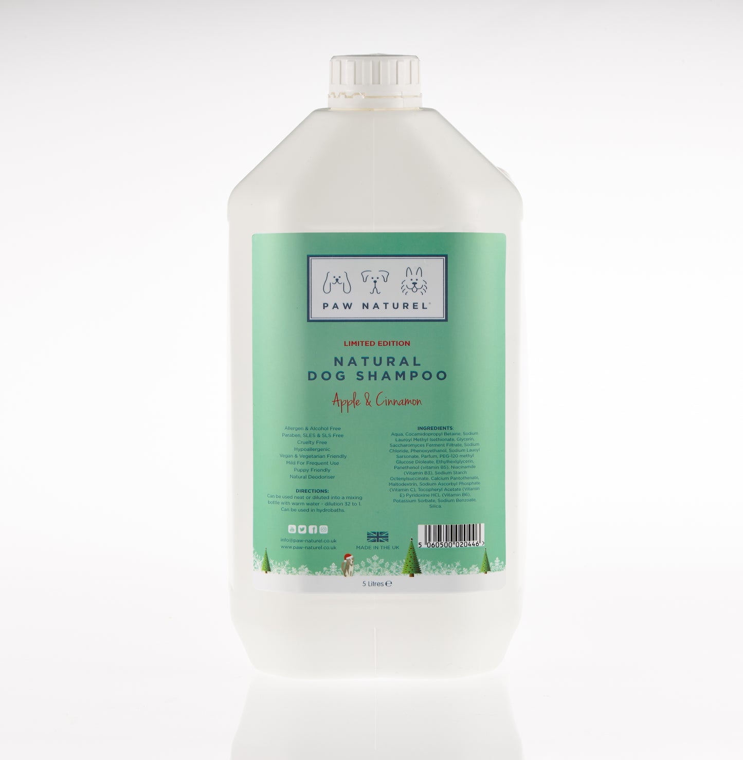 PAW NATUREL APPLE & CINNAMON NATURAL DOG SHAMPOO 5 LITRES