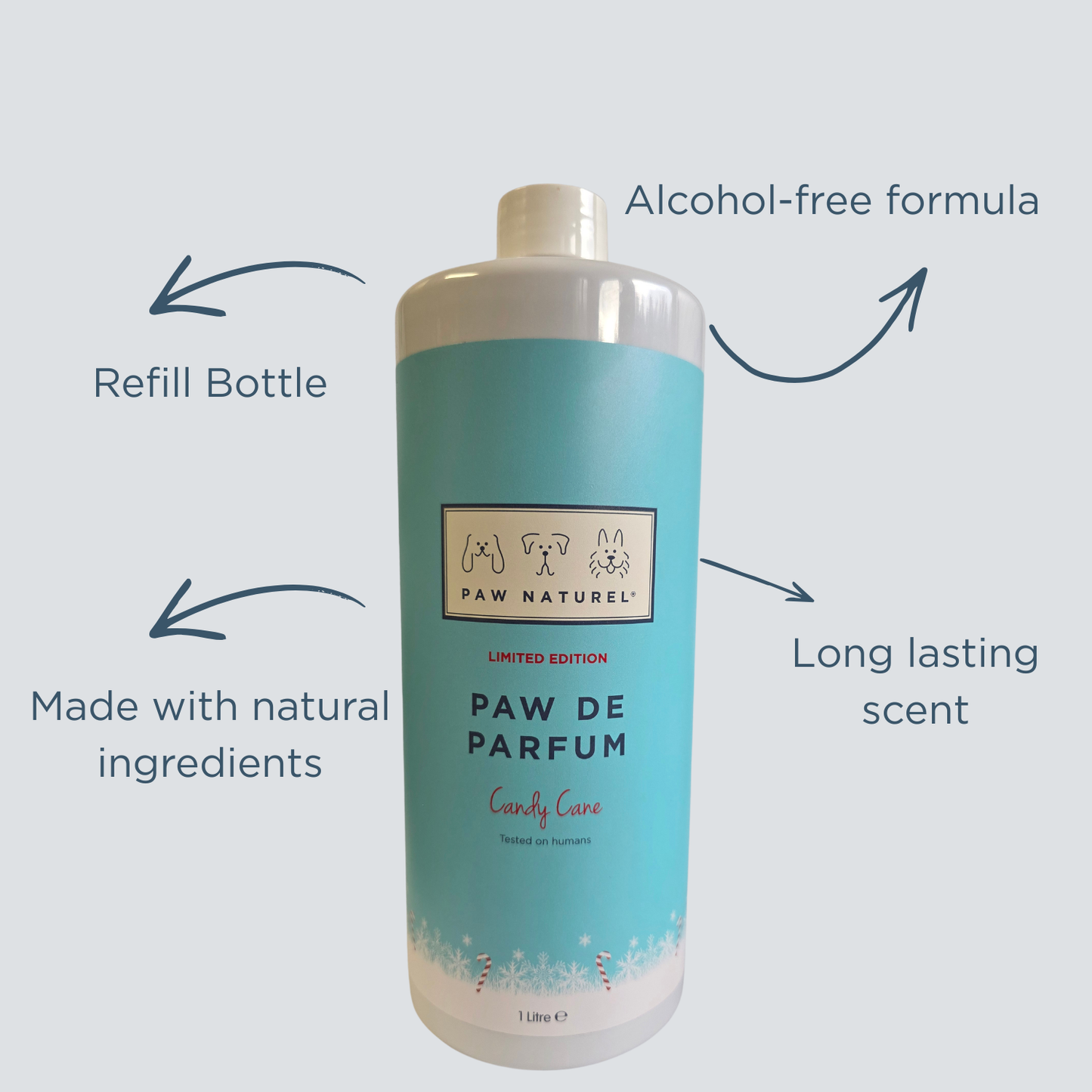 Paw Naturel Christmas Candy Cane Paw De Parfum Dog Cologne 1 litre refill