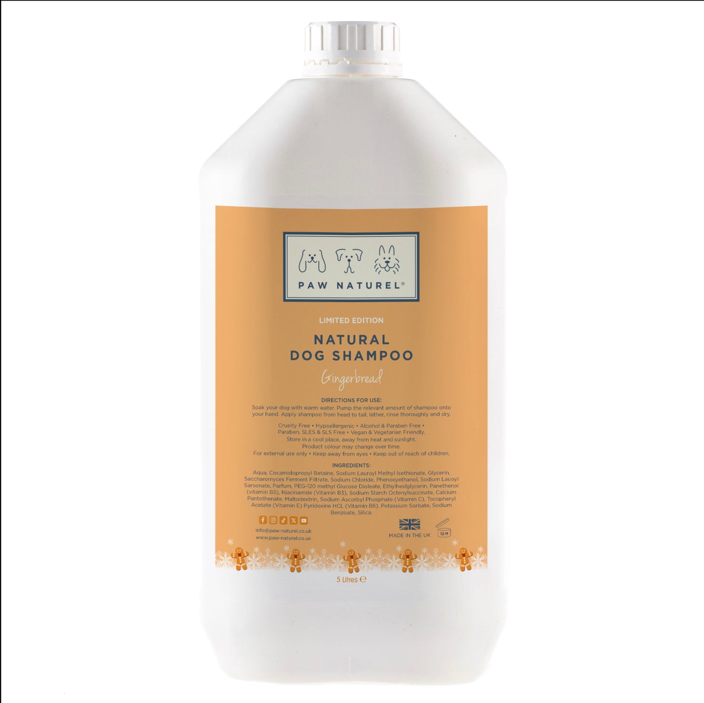 PAW NATUREL GINGERBREAD NATURAL DOG SHAMPOO 5 LITRES