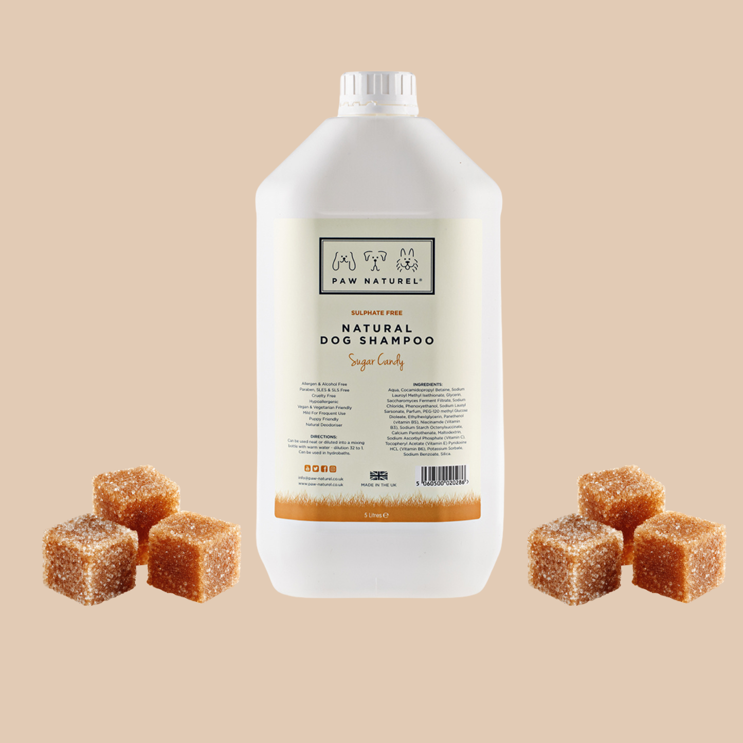 paw naturel sugar candy dog shampoo 5 litre professional grooming shampoo