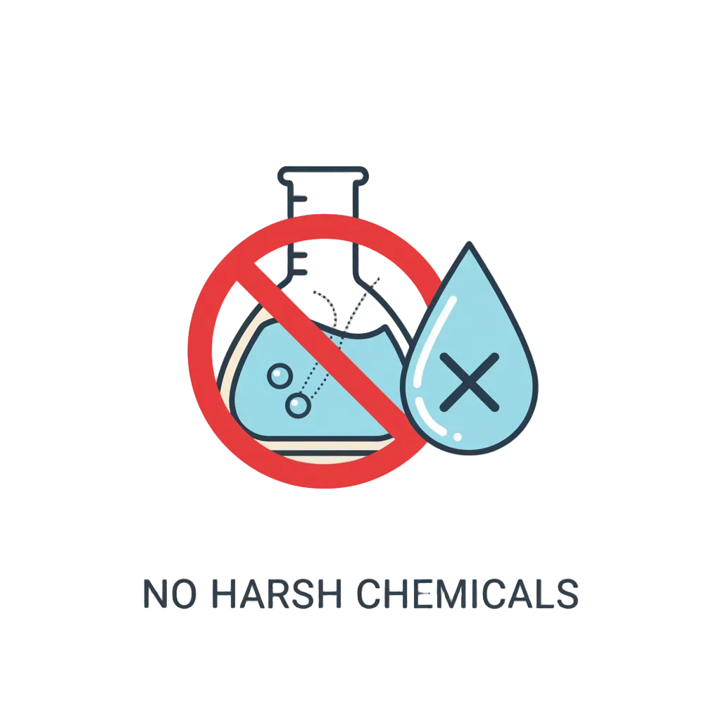 A simple icon that represents no sulphates or harsh chemicals