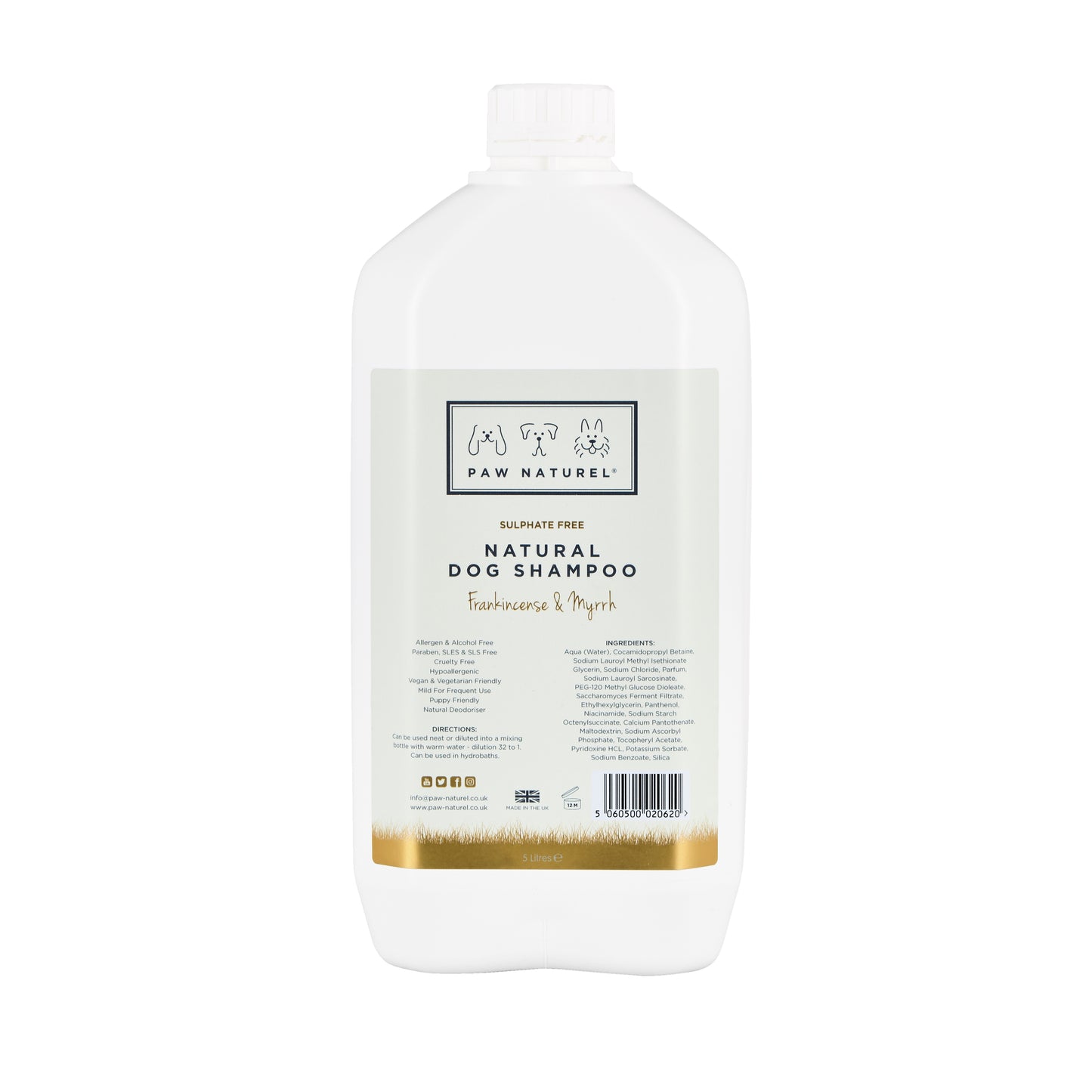 Paw Naturel Frankincense & Myrrh Natural Dog Shampoo 5 litre