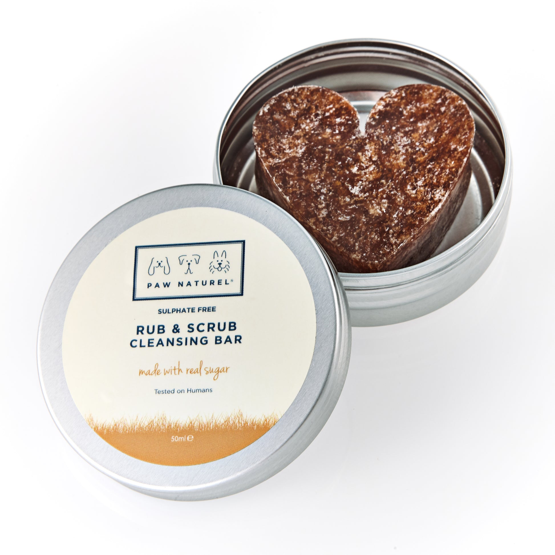 Paw Naturel Rub & Scrub Cleansing Heart shaped Bar with real sugar - Paw Naturel